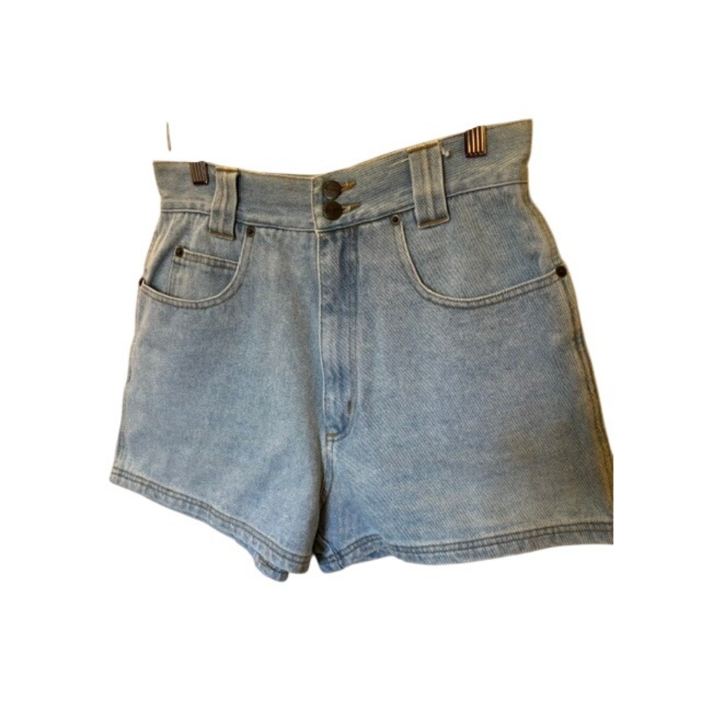 Vintage Bergamo Light Wash Denim Shorts High Waisted Double Button Size 11